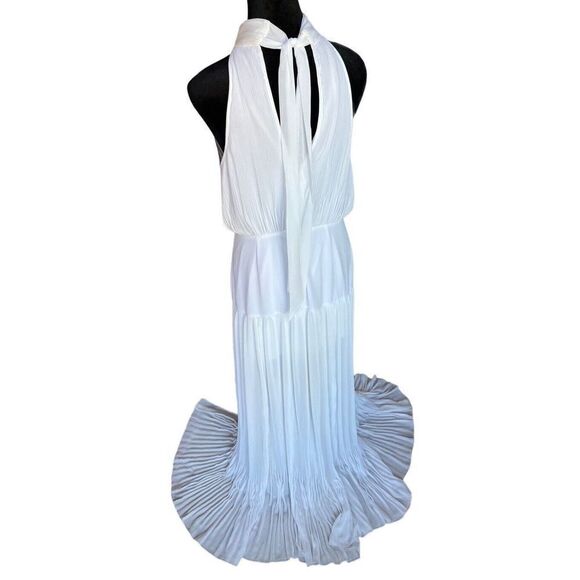 NWOT Veronica Beard Lilliana Gown Dress Pleated Halter Bow Bride Size 8 White - Picture 10 of 11